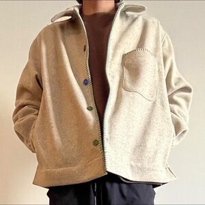 BDG Tan Shirt Jacket with Multicolor Buttons